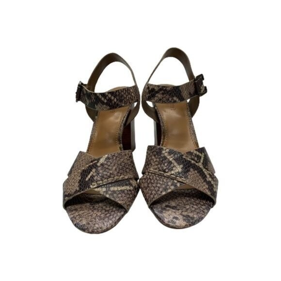 Crown Vintage Snake Print Block Heel Sandals Faux Leather Women’s Size 8 - Picture 7 of 10